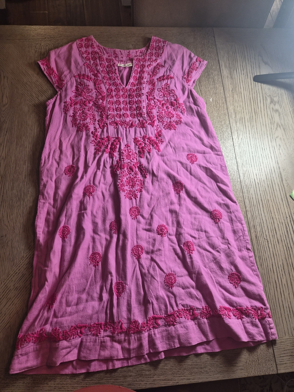 Roller Rabbit Hot Pink Embroidered Midi Dress